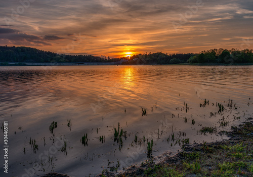 romantic sunset at a lake
