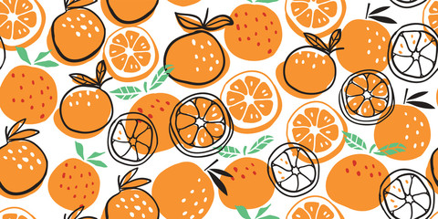 Ingelijste posters Oranje patronen Stijlvolle citrusvruchten naadloos patroon  © tanya