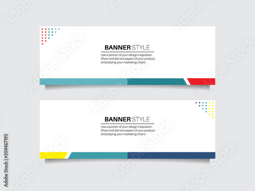 Set of vector banner background design - White,blue,red and yellow