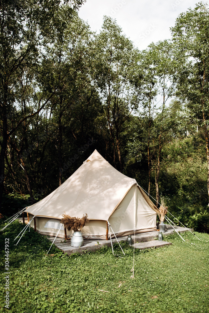 Summer tent near the forest