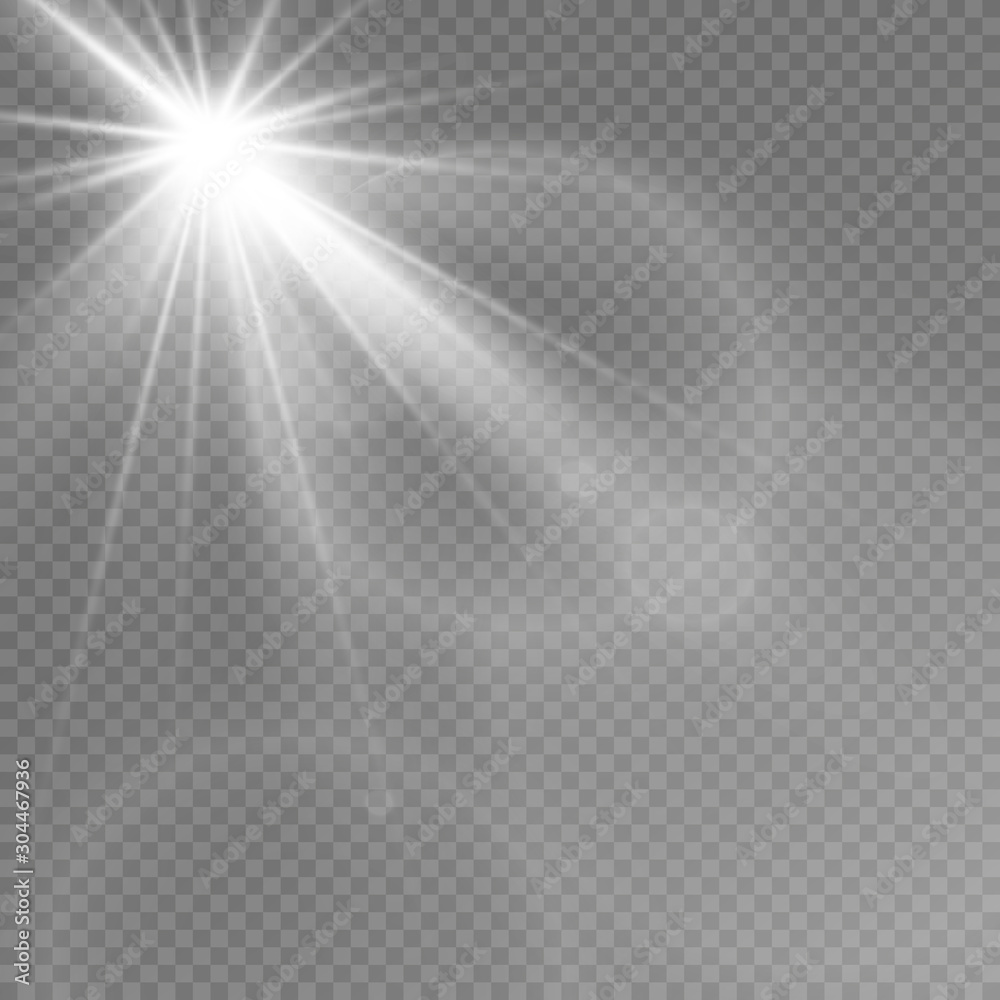 Vector light sources, concert lighting, spotlights set. Concert spotlight with beam, illuminated spotlights for web design illustration.	