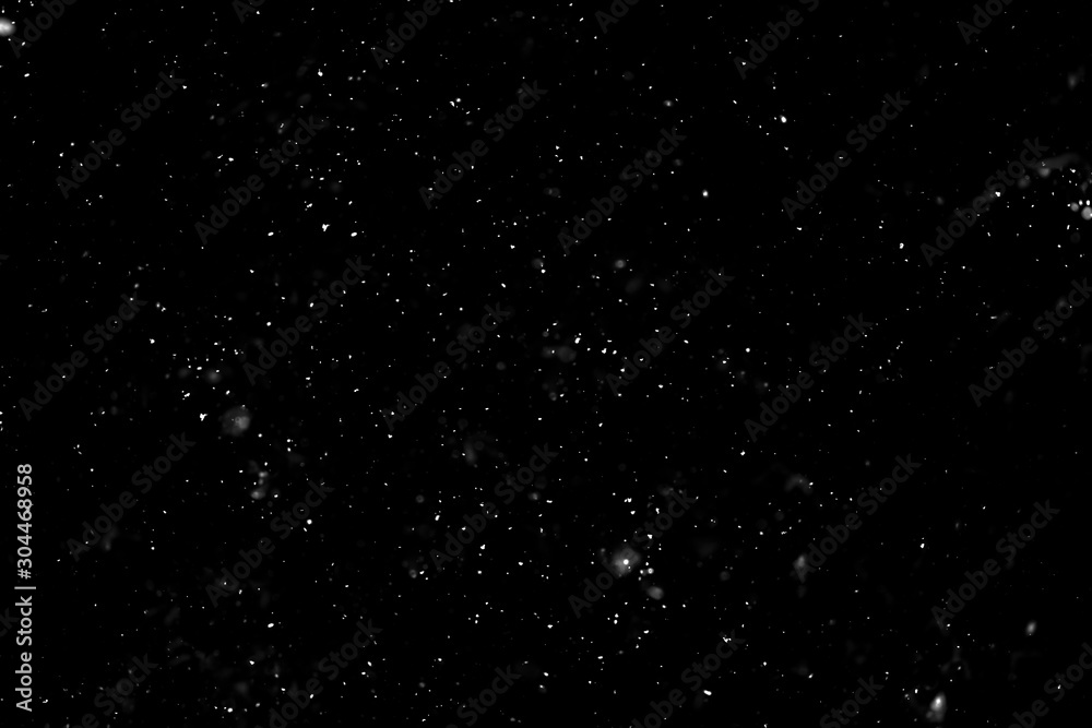 Christmas background, white snow on black background for edit photo.