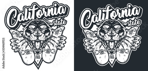 Monochrome vintage skateboarding logo