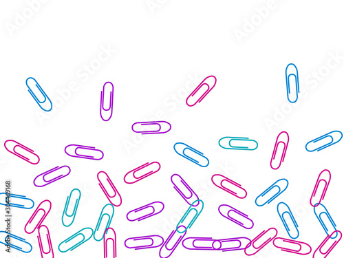 Stationary paperclips isolated on white background