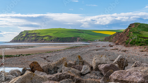 The beach and cliffs in St Bees near Whitehaven, Cumbria, England, UK photo