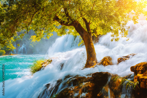 Skradinski buk the most unusual waterfall in Krka National Park. Location place Croatia, Europe.