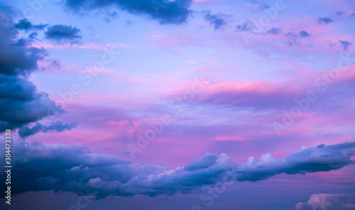 Pink-blue sunset clouds