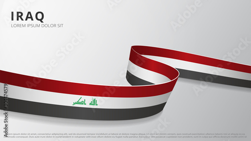 Flag of Iraq. Realistic wavy ribbon with Iraqi flag colors. Graphic and web design template. National symbol. Independence day poster. Abstract background. Vector illustration.