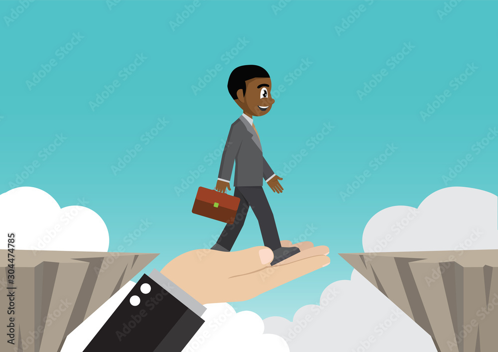 Cartoon character, Cliff side of a helping hand. Cartoon character, Cliff side of a helping hand.