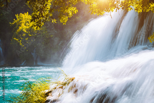 Skradinski buk the most unusual waterfall in Krka National Park. Location place Croatia  Europe.
