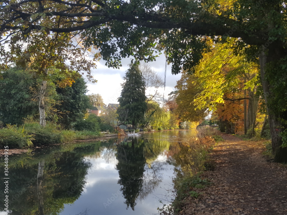 English Canal - Waterway in Autumn English Canal - Waterway in Autumn