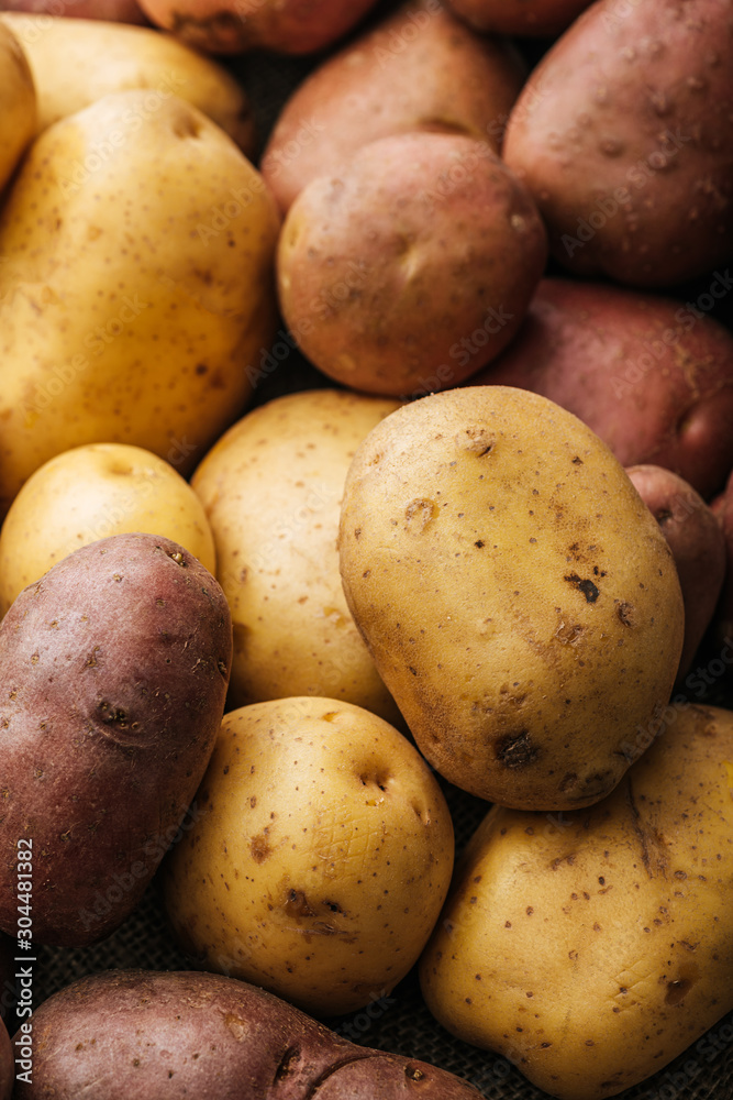 organic raw potatoes on white background organic raw potatoes on white background
