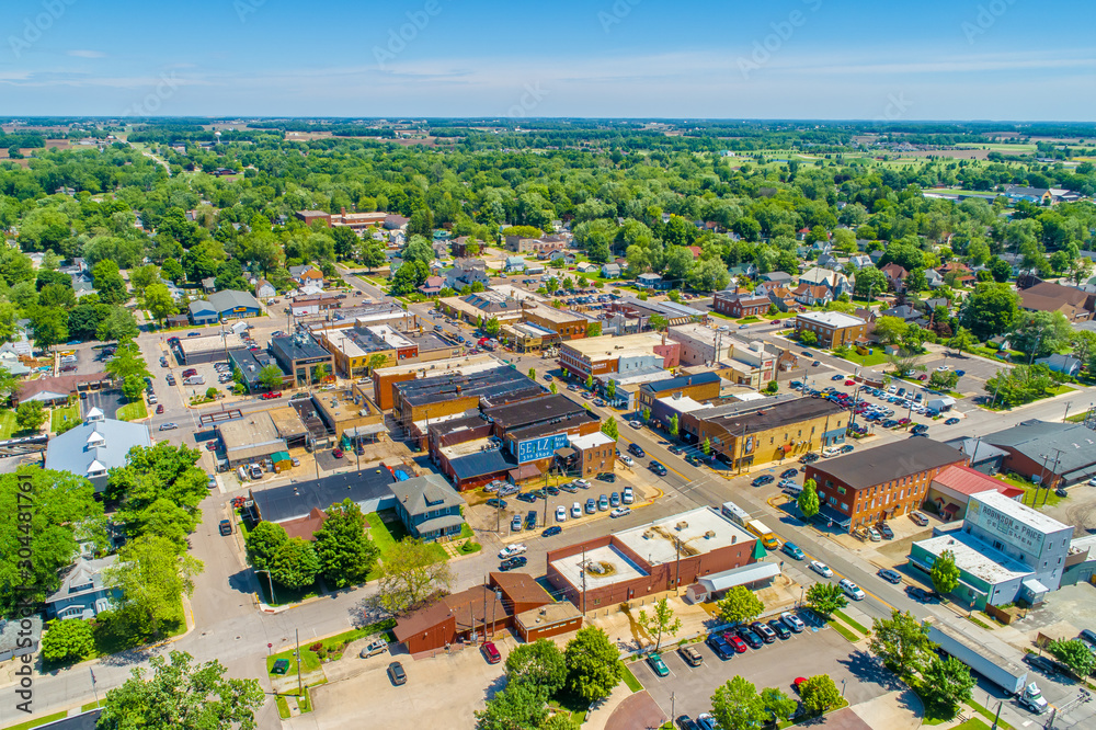Small Town Indiana Aerial View - Nappanee, Indiana