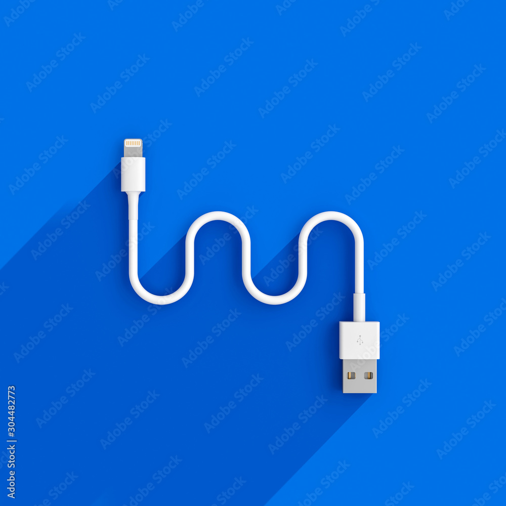 3d render image of a usb cable on blue background 3d render image of a usb cable on blue background
