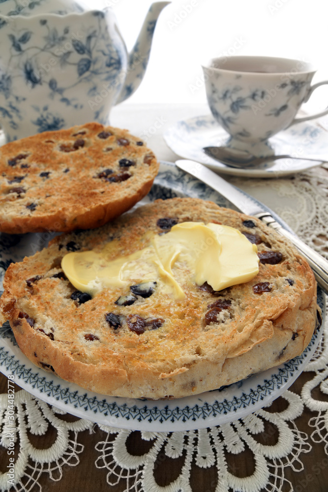 English toasted teacakes with melting butter