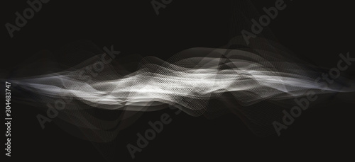 Aura White Digital Sound Wave with Circle Vibration on Dark Black Background,technology and earthquake wave diagram concept,design for music studio and science,Vector Illustration.