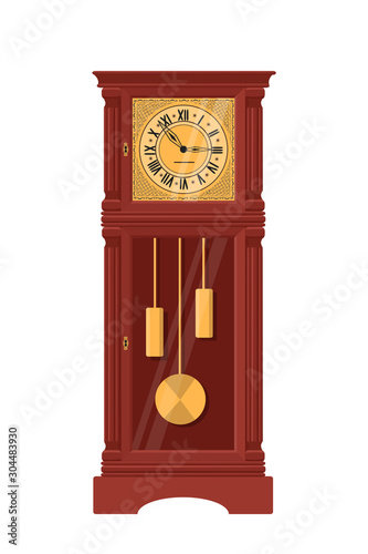 Grandfather Clock. Realistic clock isolated on white background