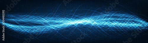 Panorama Electronic Digital Sound Wave Background,technology and earthquake wave diagram concept,design for music studio and science,Vector Illustration.