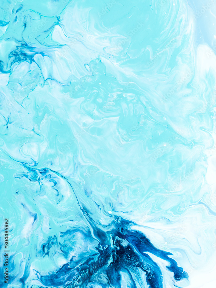 Blue creative abstract hand painted background, marble texture