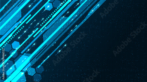 Futuristic Line with Digital Circuit Network on Blue Background,future and technology Concept design,Vector illustration.