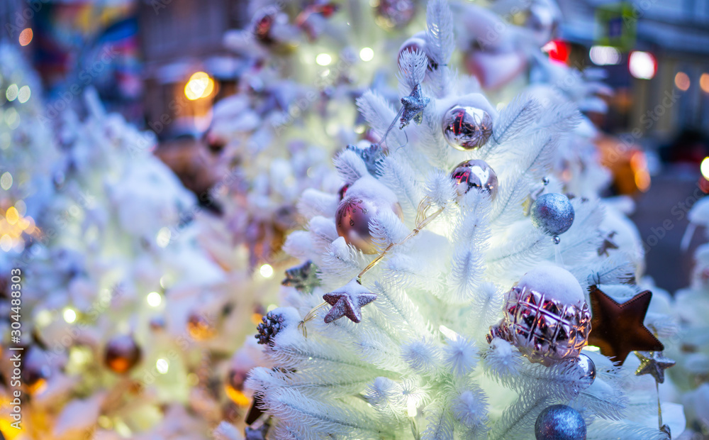 Christmas decorations outdoors. Christmas lights. Christmas decorations outdoors. Christmas lights.