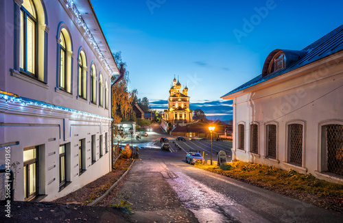 Ночь в Плёсе Night view of the Resurrection Church in Plyos