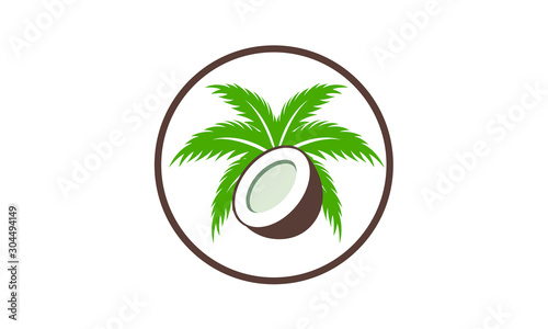 coconut tree logo design. Nature product coconut oil emblem. 