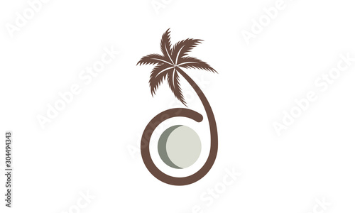 coconut tree logo design. Nature product coconut oil emblem. 