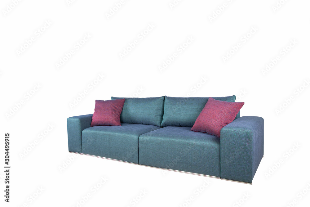 Obraz premium Sofa double green with board cushions and chrome insert