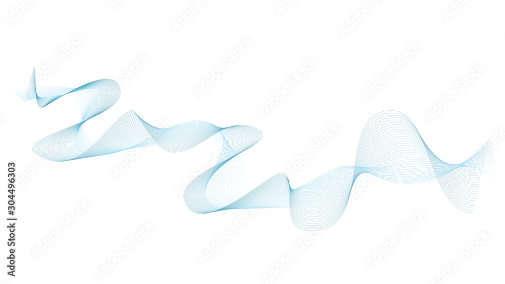 abstract blue wave lines on white background - obrazy, fototapety, plakaty 