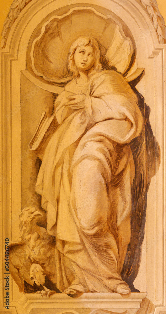 COMO, ITALY - MAY 8, 2015: The fresco of St. John the Evangelist in church Santuario del Santissimo Crocifisso.