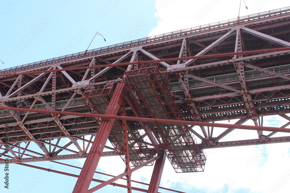 huge metal bridge in Lisbon