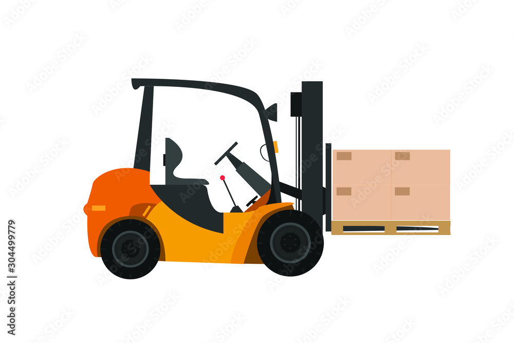 forklift with box