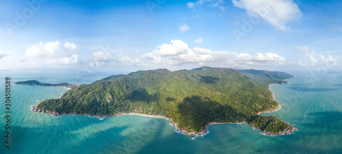 panoramic view from the air on the coastline of Koh Phangan island. Thailand © alexkazachok