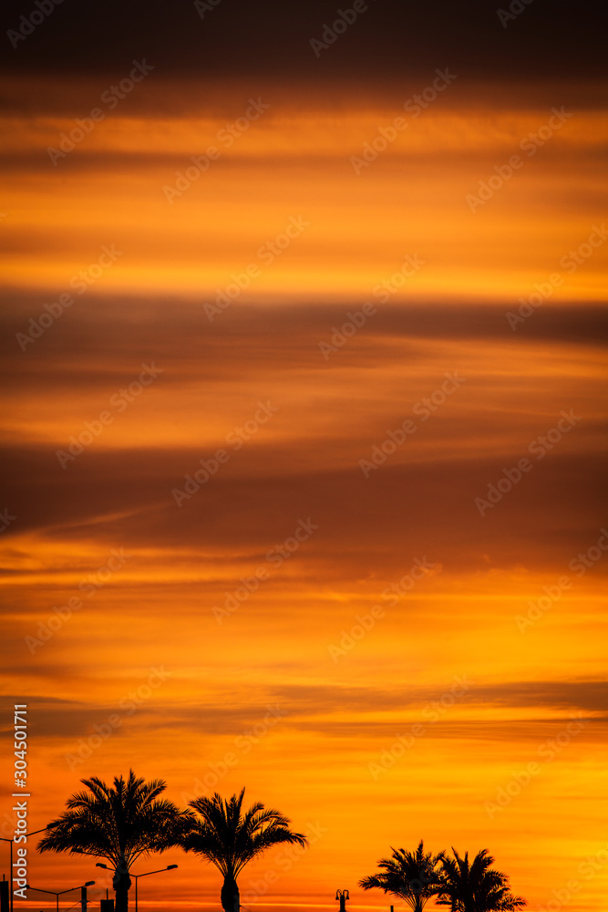 A full sun setting over the sea, reflecting in the water