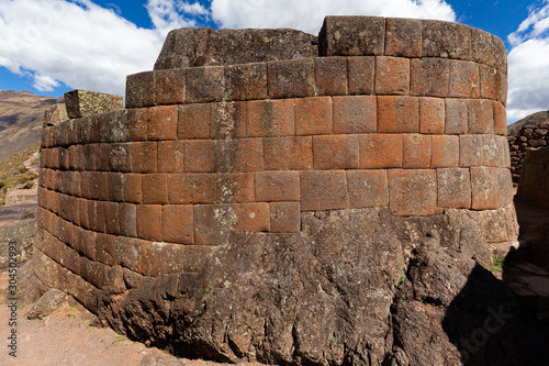 Ruins of the Temple of the Sun at Pisac in the Sacred Valley. Peru.