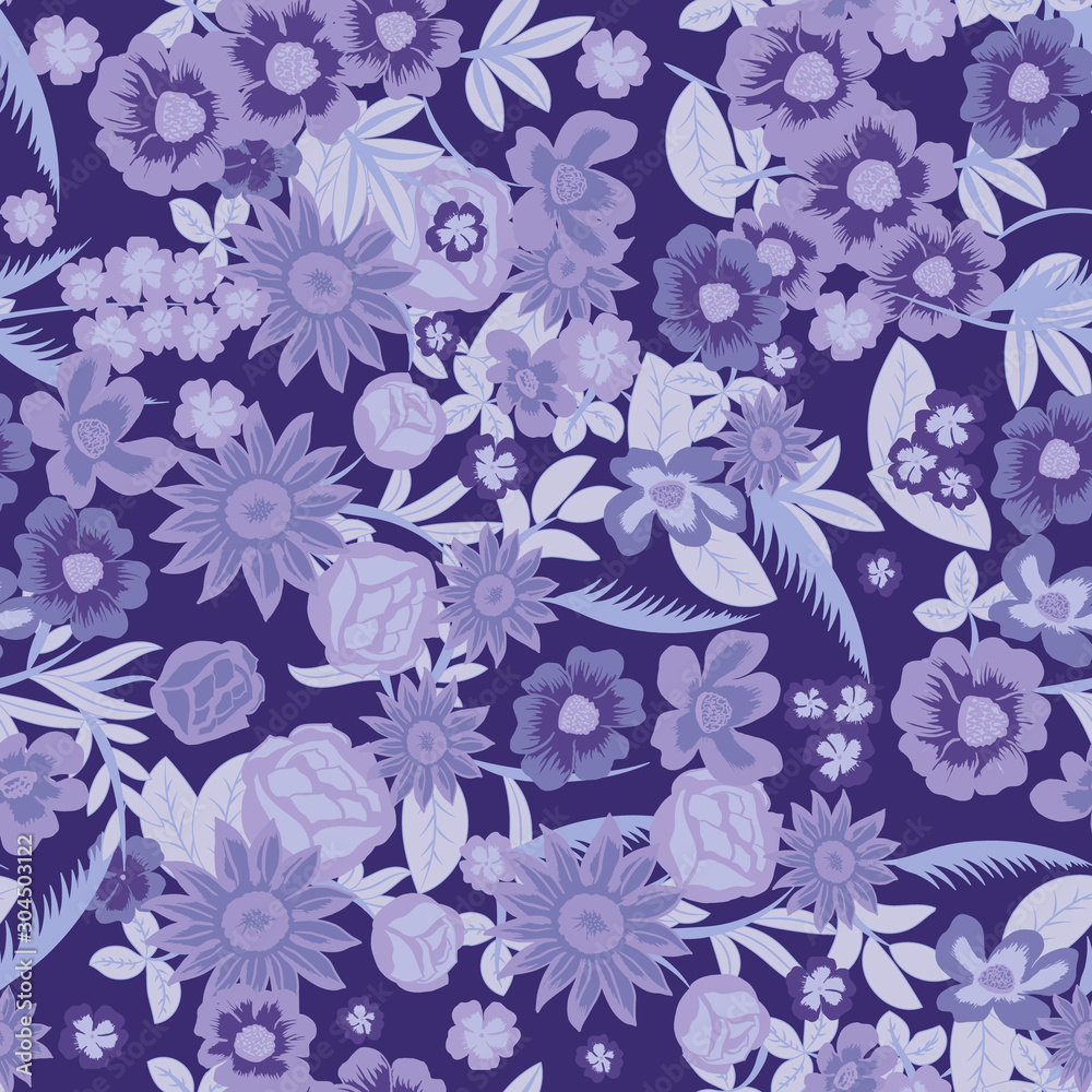 Obraz premium Seamless pattern with flowers. Colorful vector illustration. Print for home textile and clothes, fabric, textile