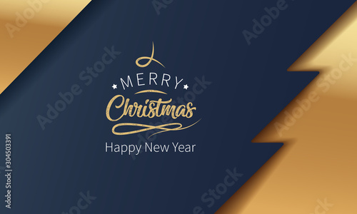 elegant minimalistic christmas background in blue and gold