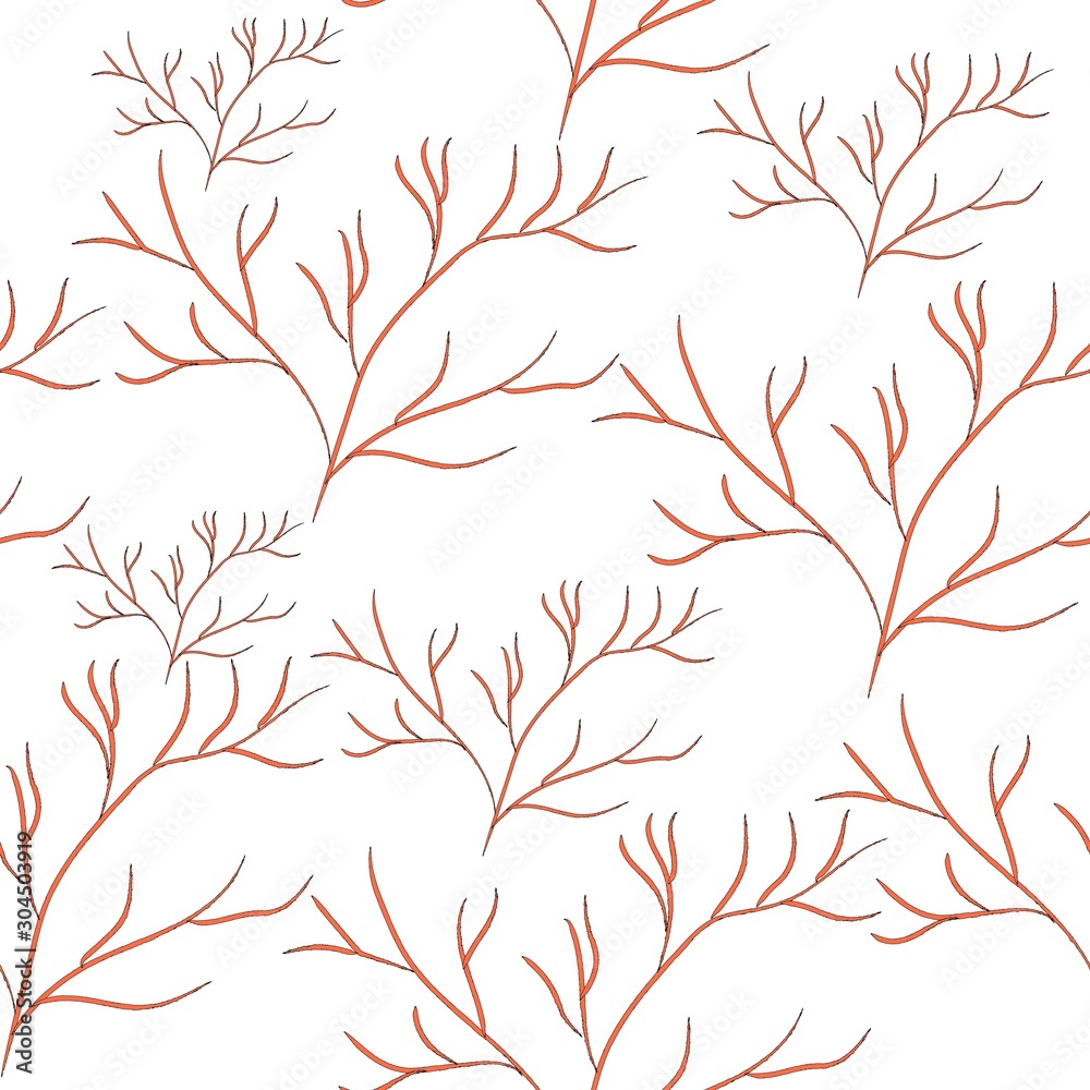 Fototapeta premium Seamless Algae Seamless Pattern. Modern Digital Design. Marine Repeating Pattern. Modern Fashion Scandinavian Style.