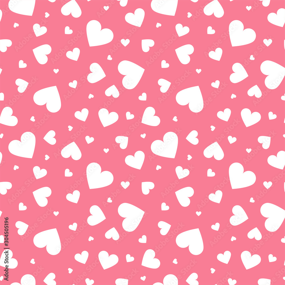 Abstract seamless geometric pattern with hearts in pink colors. Cute background - Valentines day design Abstract seamless geometric pattern with hearts in pink colors. Cute background - Valentines day design