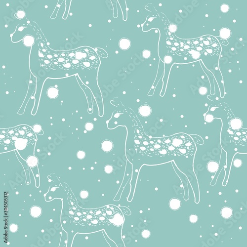 Seamless Pattern with Deer. Scandinavian Style. Unique Design. Vector Illustration