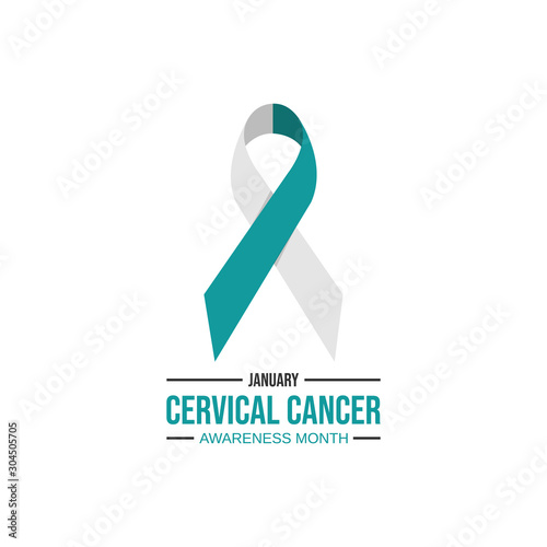 Cervical cancer awareness month teal and white vector image