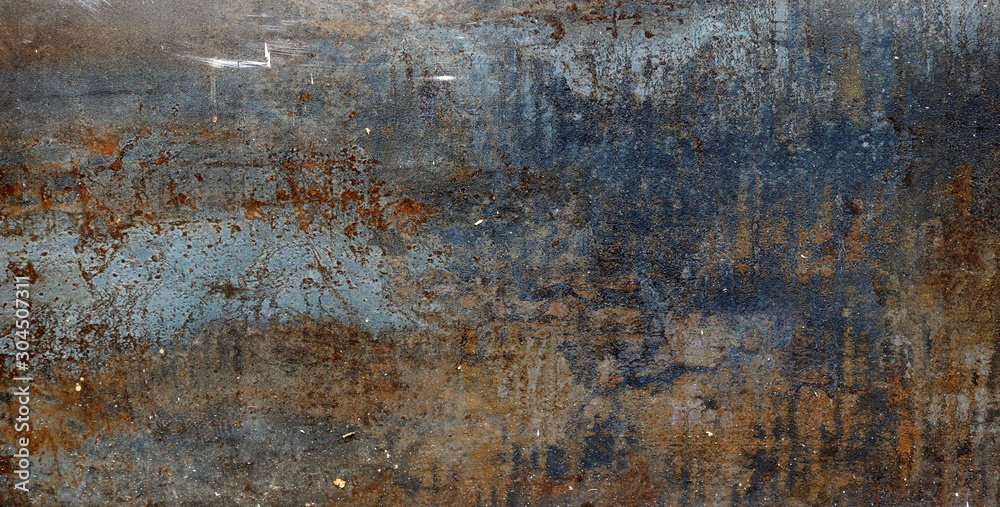 rusty metal surface with red, black and orange tones - worn steampunk background with scratches
