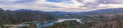 The panorama of the sunset over Siurana river, Catalonia, Spain