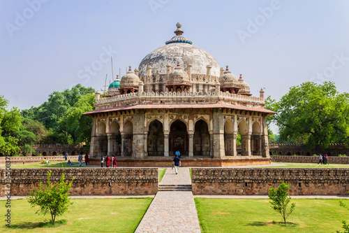 View on Tomb of Isa Khan near Mausoleum of Humayun Complex. UNESCO World Heritage in Delhi, India. Asia.