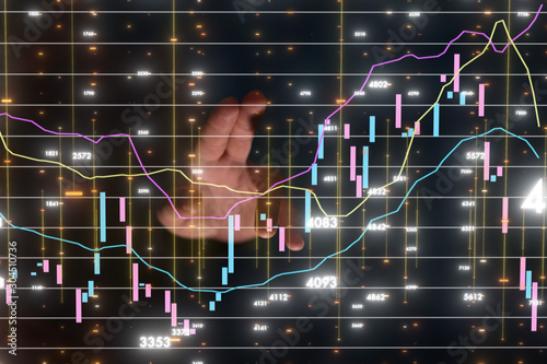 Business intelligence. Diagram - Graph Stock Trading, Investment dashboard