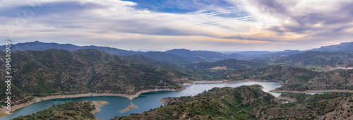 The panorama of Catalonian landscape, river Siurana, Catalonia, Spain