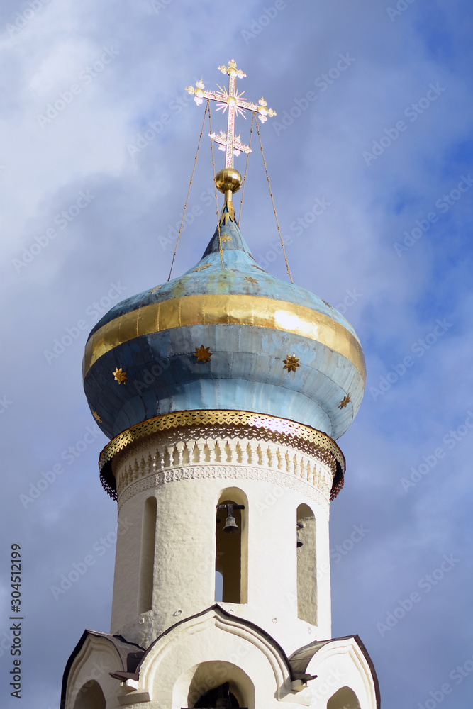 Architecture of Trinity Sergius Lavra, Sergiyev Posad, Russia. Color photo.	