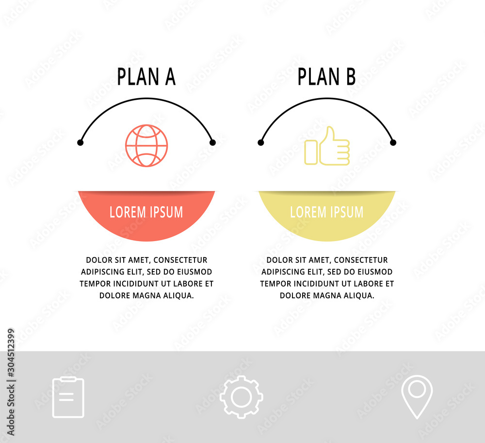 Vector flat line template circle infographics. Business concept with 2 options and arrows. Two steps for content, flowchart, timeline, levels, marketing, presentation, graph, diagrams, slideshow Vector flat line template circle infographics. Business concept with 2 options and arrows. Two steps for content, flowchart, timeline, levels, marketing, presentation, graph, diagrams, slideshow