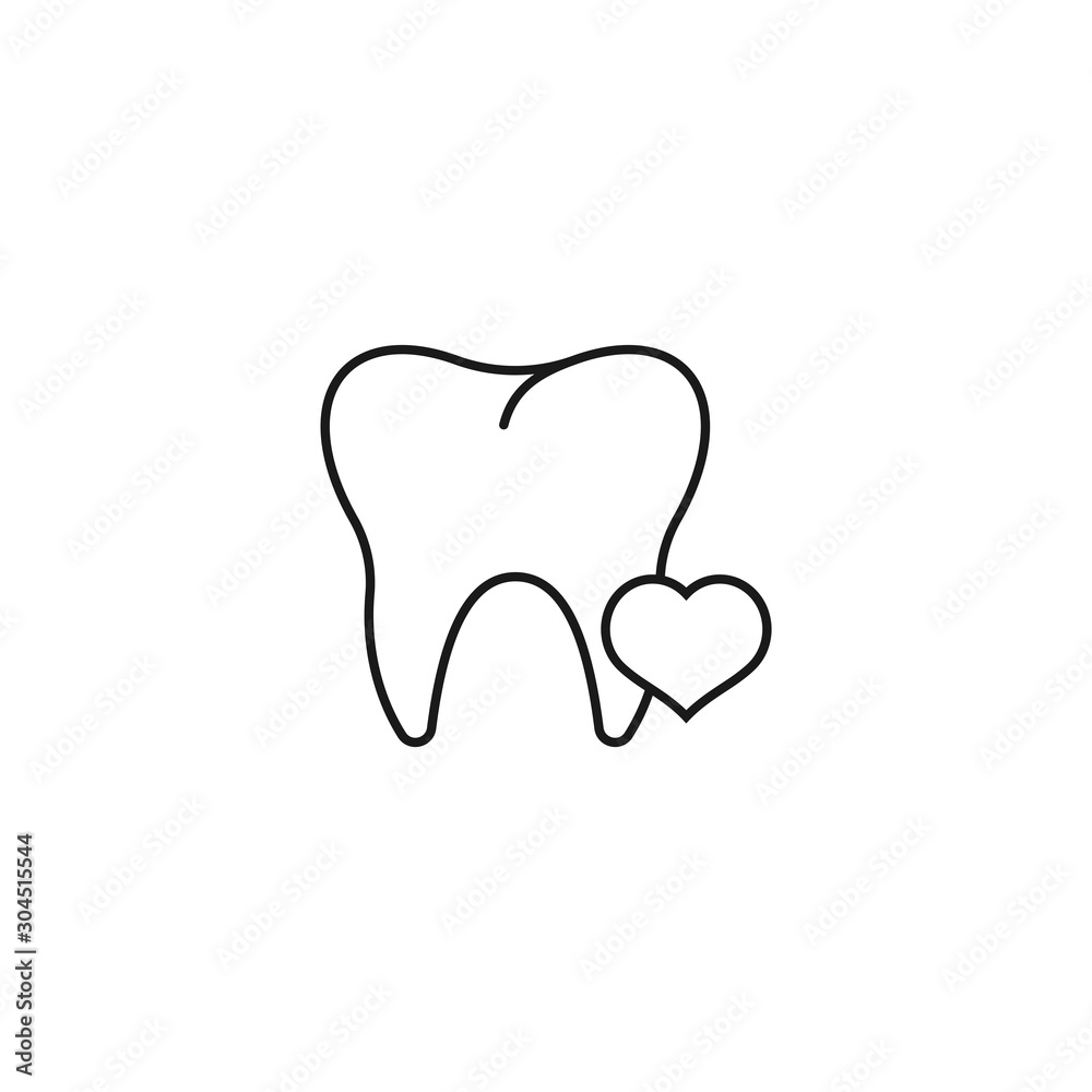 Fototapeta dentystyczna miłość - minimalna linia web ikona. prosta ilustracja wektorowa. koncepcja infografiki, strony internetowej lub aplikacji.